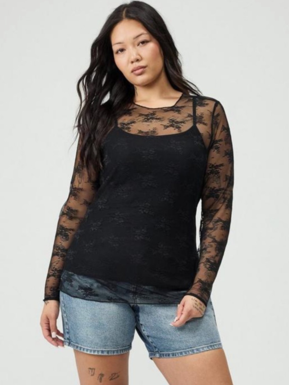 Torrid Long Sleeve Lace Crew Tee 0X NWT